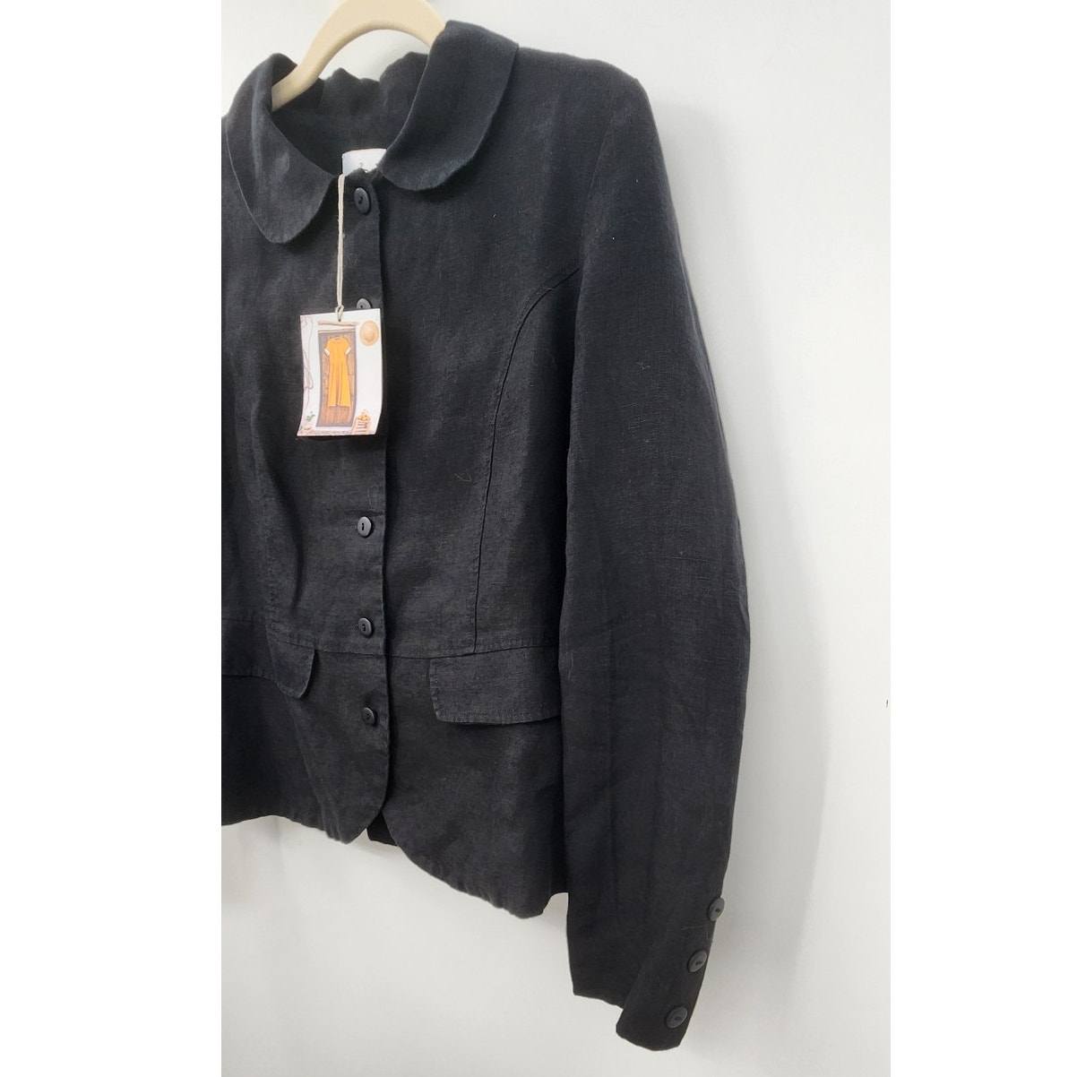 New Nwt Son De Flor Linen Black Blazer Size Xs Classic Timeless Lagenlook — image 5 of 8